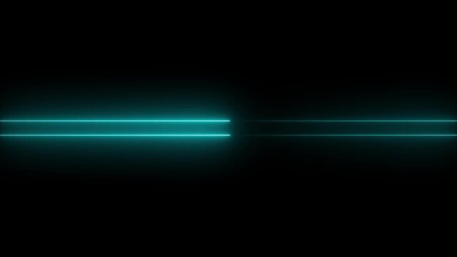 Abstract horizontal glowing green neon line on a dark background with subtle reflection bright clean.4 k animation video.