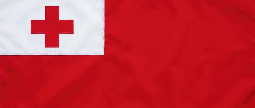 Flag of Tonga, showing a red field with a white canton bearing a red couped cross