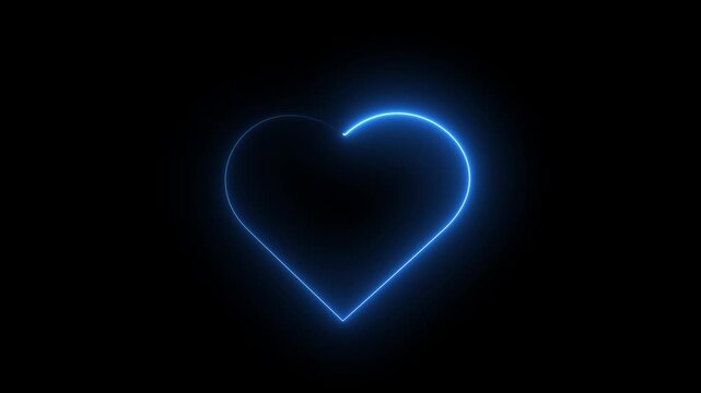 Abstract neon love signal icon animation, love heart animation isolated on black background. neon heart beat with love icon animation.4k animation video.