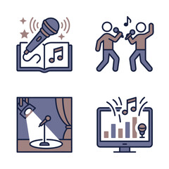 Fototapeta premium Microphone on book with music notes.