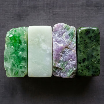 Colorful cubes of natural soap with aloe vera and mint.