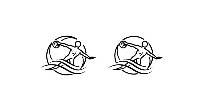 Two rowers in circular wave design logo.
