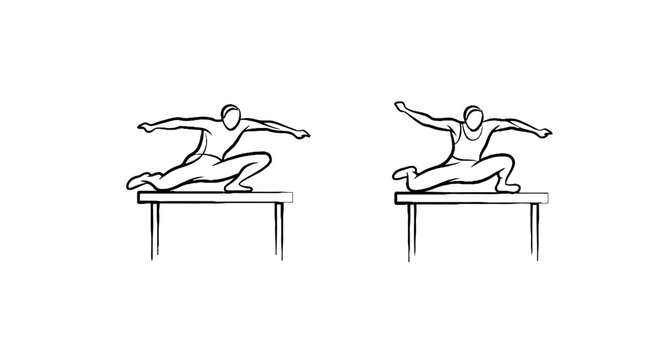 Athlete performing hurdle jump in action pose.