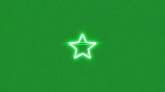 A 4K animation featuring a glowing gold or yellow star and a star-shaped wireframe, set against a green screen (chroma key) background.