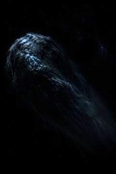 Frozen Oort Cloud Comet Sitting Dormant In Deep Pitch Black Outer Solar System Space Background