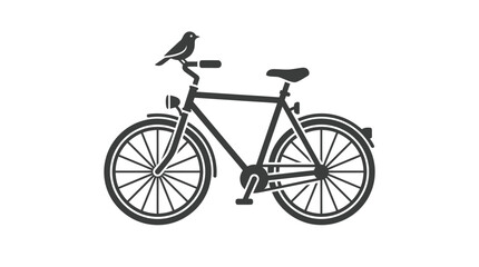 Fototapeta premium Black bicycle with a bird.