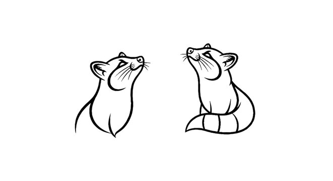 Two cute raccoons looking up illustration.