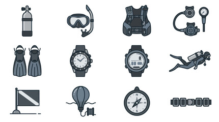 Diving scuba watches and gear. © David