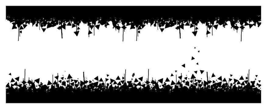 Horizontal border frame made of geometric triangle shards and splinters