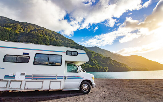 Motorhome in Chilean Patagonia Family trip travel vacation on Motorhome RV in Andes