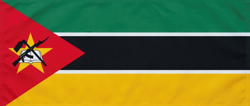 National flag of Mozambique with emblem