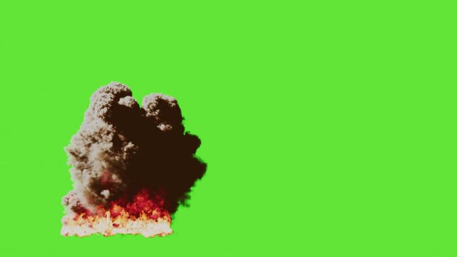 Big Fire on a Green Screen Background, 3d Animation. 4K