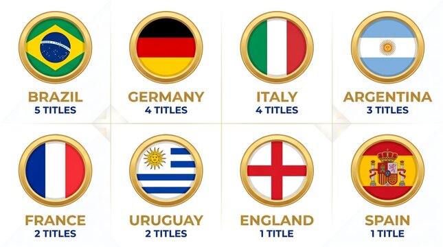 World cup football nations winning titles tally with football championship argentina statistic tournament competition infographic