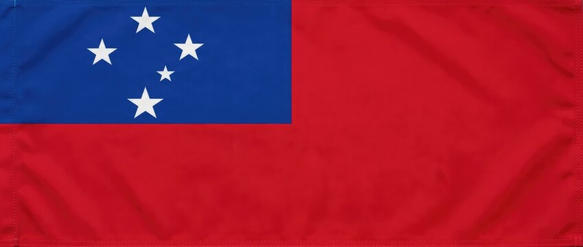 The flag of Samoa featuring a red field with a blue canton in the upper hoist quarter bearing the Southern Cross constellation