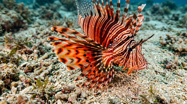 extreme closeup lionfish