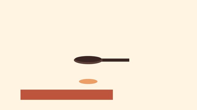 Minimalist flat pancake flipping animation for breakfast cooking concept 4k