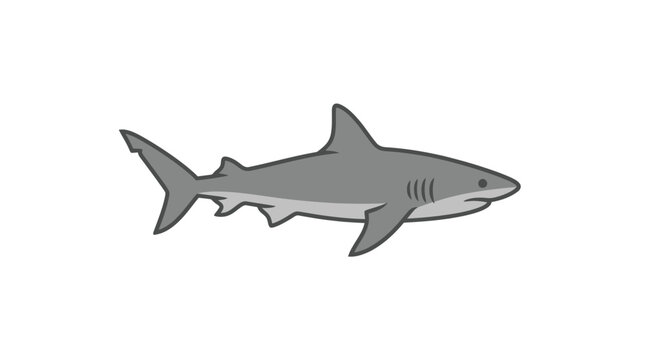 Gray shark swimming in water column.