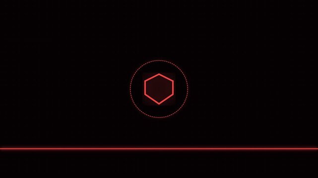 Minimalist glowing red hexagon design element on a deep black background