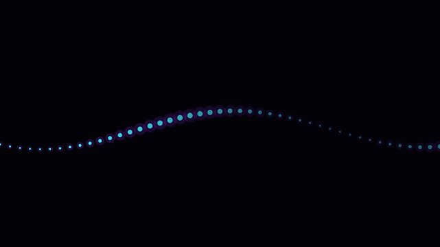 A single undulating wave of glowing blue dots against a solid black background