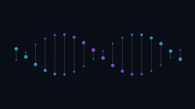 Minimalist digital dna helix structure isolated on a solid black background