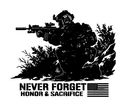 Military, Soldier, Patriotic Vector, Never Forget Honor Sacrifice, American Flag