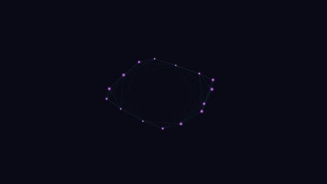 A glowing purple constellation pattern set against a deep black background