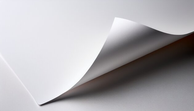 Blank White Paper Corner Curling Backwards Over A White Background