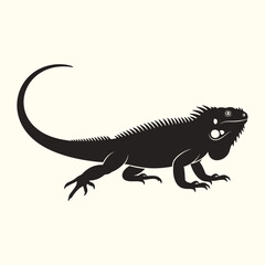 Obraz premium Black Iguana Silhouette on Cream Background