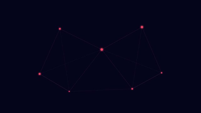 Minimalist geometric constellation design with glowing red nodes and lines