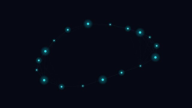 A glowing cyan dotted oval frame isolated against a deep black background