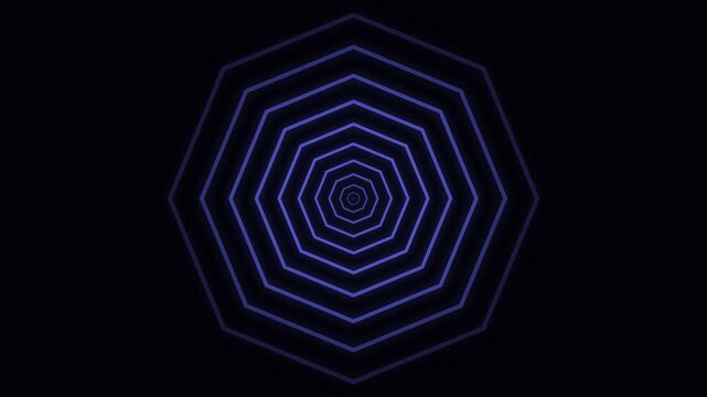 Concentric blue octagonal geometric lines forming an abstract tunnel effect