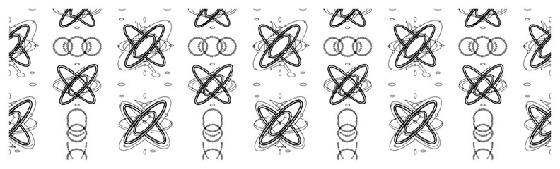 Atomic orbit pattern featuring planetary rings and elliptical paths in scientific style © UrbanDruid