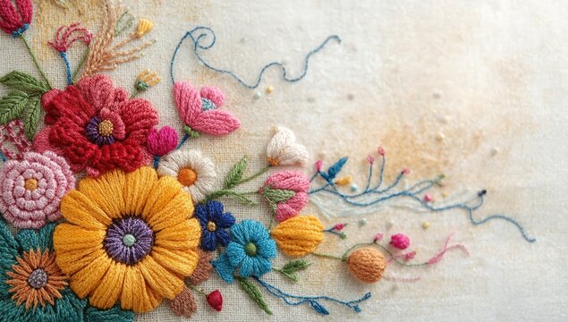 Machine embroidery involves using a sewing machine to make decorative stitches on fabric.