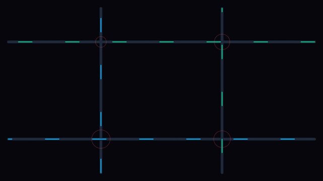 Minimalist digital grid overlay with intersection points on black background