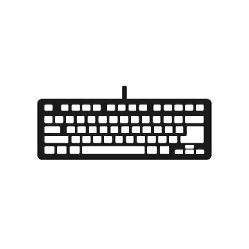 Black computer keyboard icon, isolated on white background, vector illustration