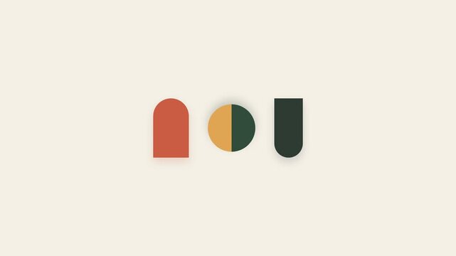Minimalist geometric logo design featuring rounded shapes in warm colors