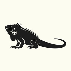Fototapeta premium Black Silhouette Iguana Lizard Reptile Icon
