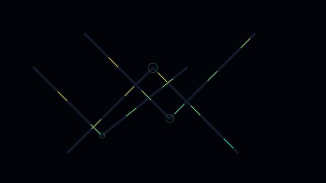 Abstract digital composition featuring intersecting neon lines on black