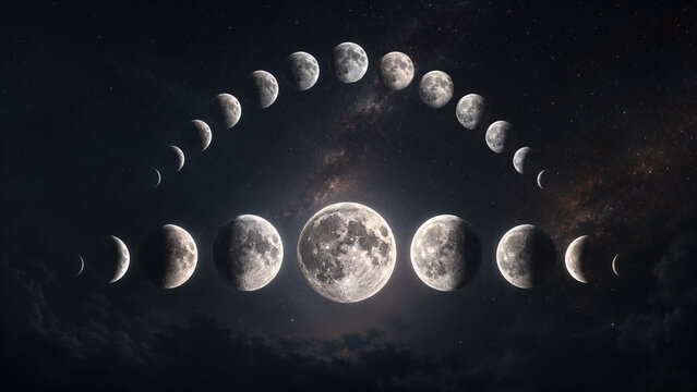 Moon Phases Abstract Background For Moon Day