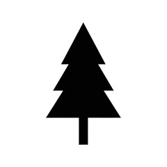 Fototapeta premium Black silhouette of a stylized fir tree on a white background