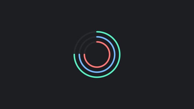 Minimalist circular progress indicator with blue and orange neon segments
