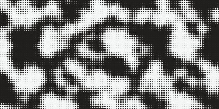 Monochrome halftone background with dense abstract liquid camouflage dot pattern eps10