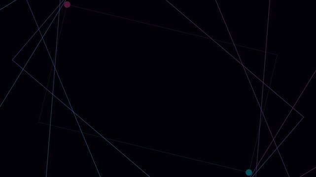 Abstract geometric composition with glowing dots and thin dashed lines