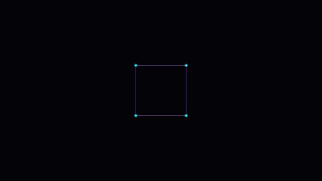 A glowing wireframe cube constructed from interconnected nodes in space