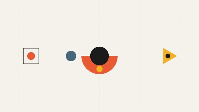 Minimalist geometric shapes featuring circles squares and triangles in color