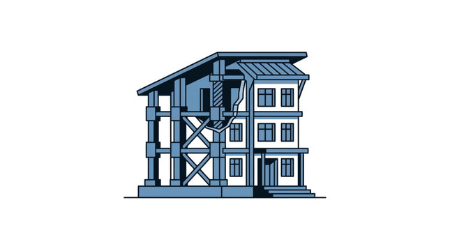 Structural Engineering Building Frame Cross Section Illustration