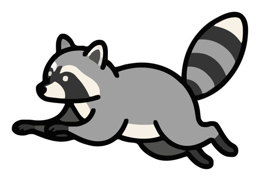 Running raccoon isometric vector illustration clipart. Generative AI