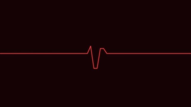 Minimalist red heartbeat line isolated on a solid deep black background