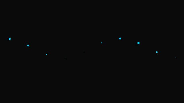 Minimalist composition of scattered small glowing cyan dots on black background