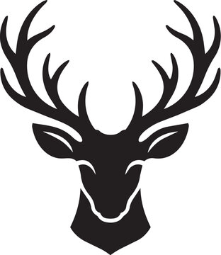 Deer Head Silhouette Black and White Vector Minimalist Design